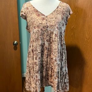 Tan Floral Dress